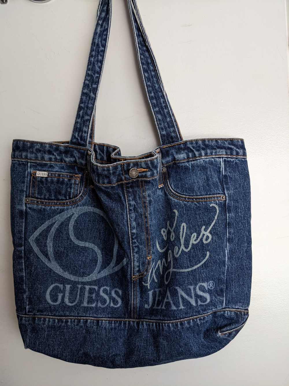 Guess Denim Tote Bag - Indigo Blue - Picture 1 of 2